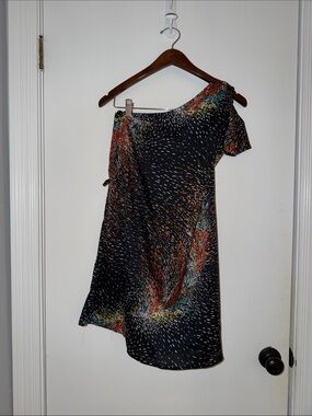 Turning point- size small One-Shoulder Black Multicolor Print Dress